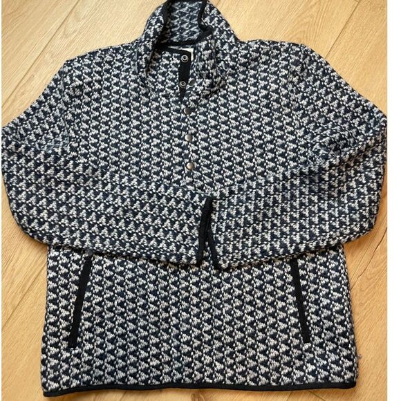 Madewell Blue White Wool Blend Poncho Cape Sweater – Size M - Picture 1 of 5